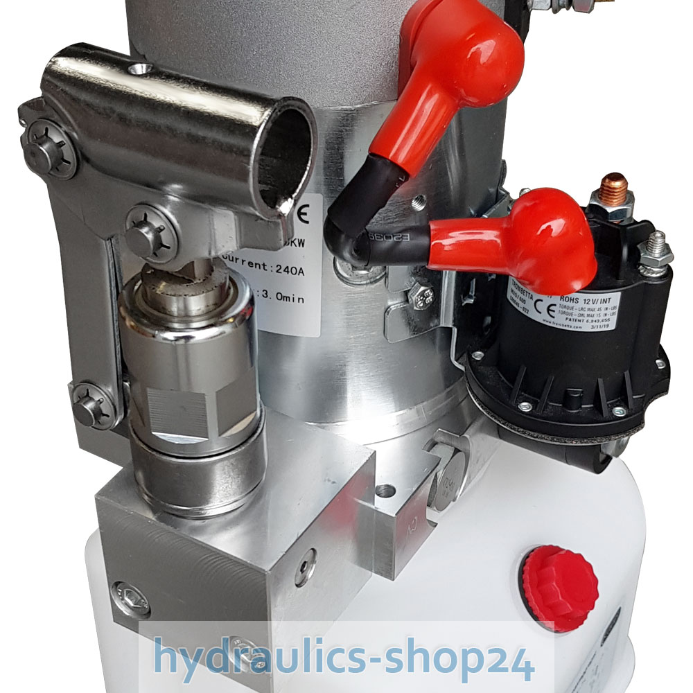 Hydraulikaggregat 12 Volt mit Handpumpe 180 bar 2000W für Anhänger, Kipper,  LKW